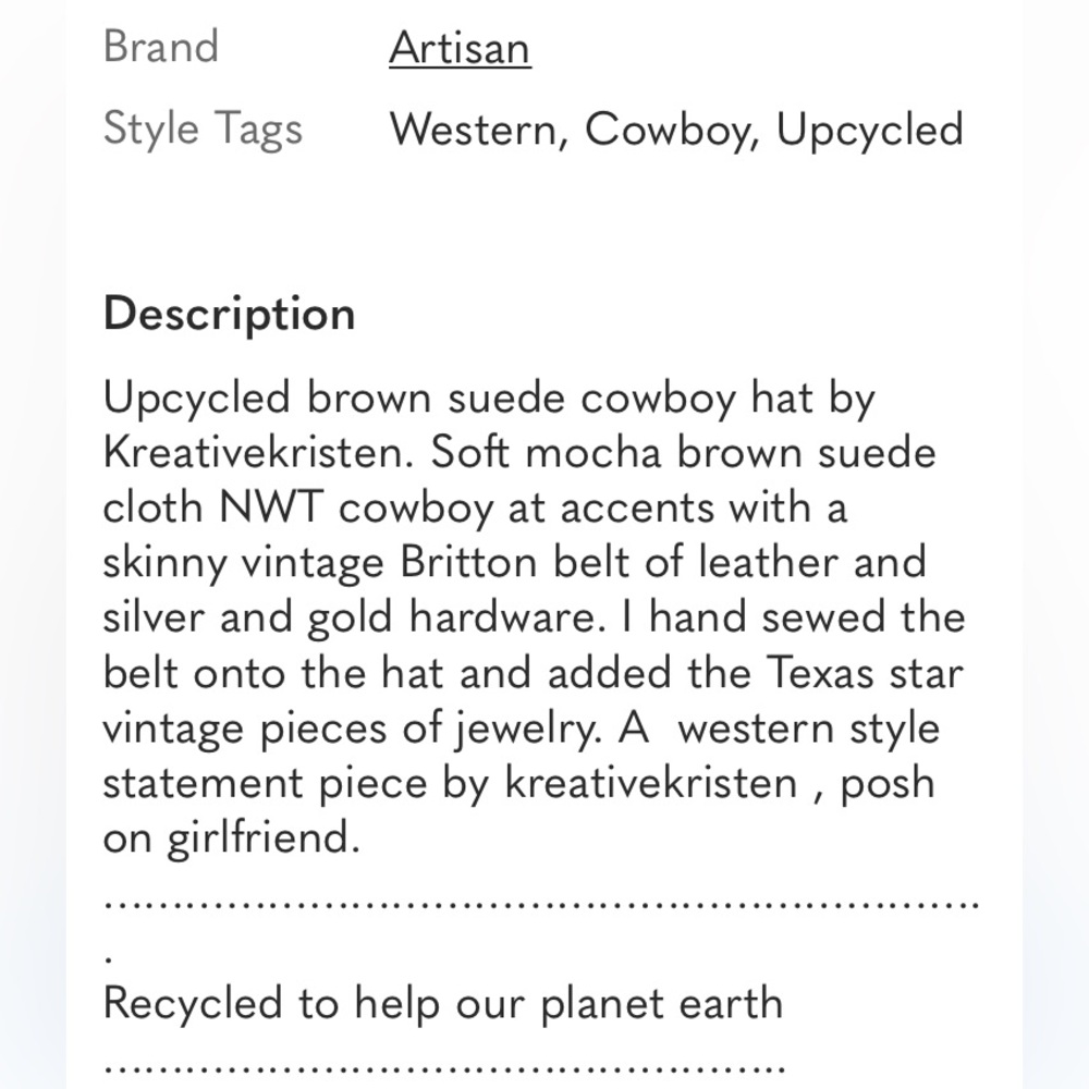 Brown Suede Western Hat with Braided Band,HP25 - Picture 12 of 12